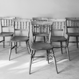 Set Of Six, English, 19th Century, Spindleback Chairs 