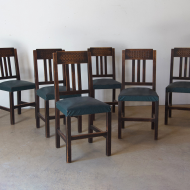 Set of 6 French, 1930's, Dining Chairs