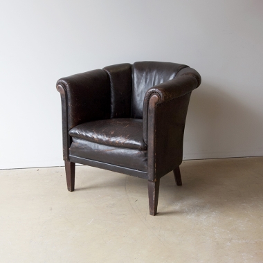 French Early 20th Century Leather Armchair