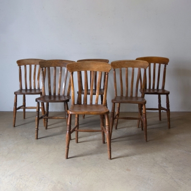 Set Of Six, English, Provincial, Dining Chairs 
