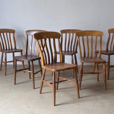 Set Of Six, English, Provincial, Dining Chairs 