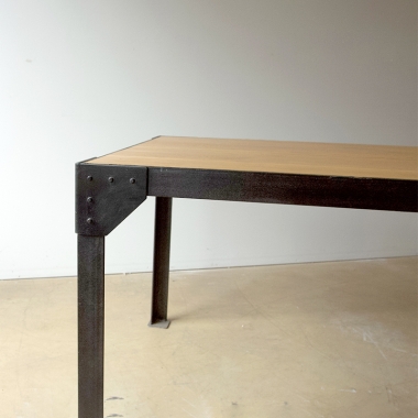 Modern Industrial Steel And Oak Dining Table