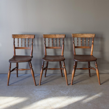 Set Of Six, English, 19th Century, Spindleback Chairs 