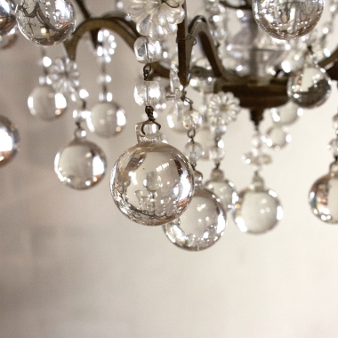 Uncommon French Chandelier With Crystal Balls 