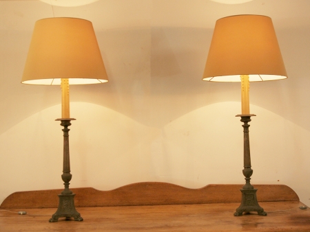 Pair Of French Church Candlestick Lamps