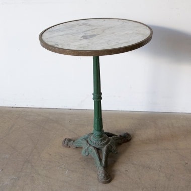 French, Wrought Iron And Marble Bistro Table