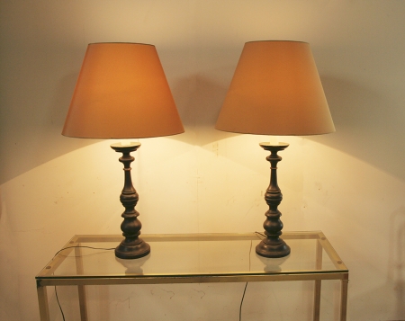 Pair Of Classical Black Turned Lamps