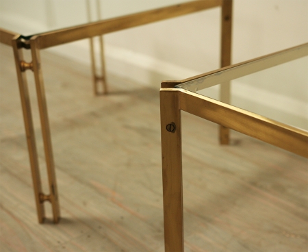 Pair Of Brutalist Style Brass Side Tables