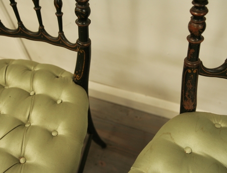 Pair Of Napoleon III Ebonised side chairs
