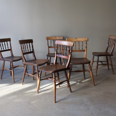 Set Of Six, English, 19th Century, Spindleback Chairs 