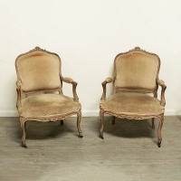 Pair Of 19th Century Beech Louis 15 Style Fauteuils